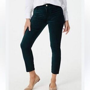 Jen7 by 7 for All Mankind crickled velvet ankle skinny jeans Emerald green